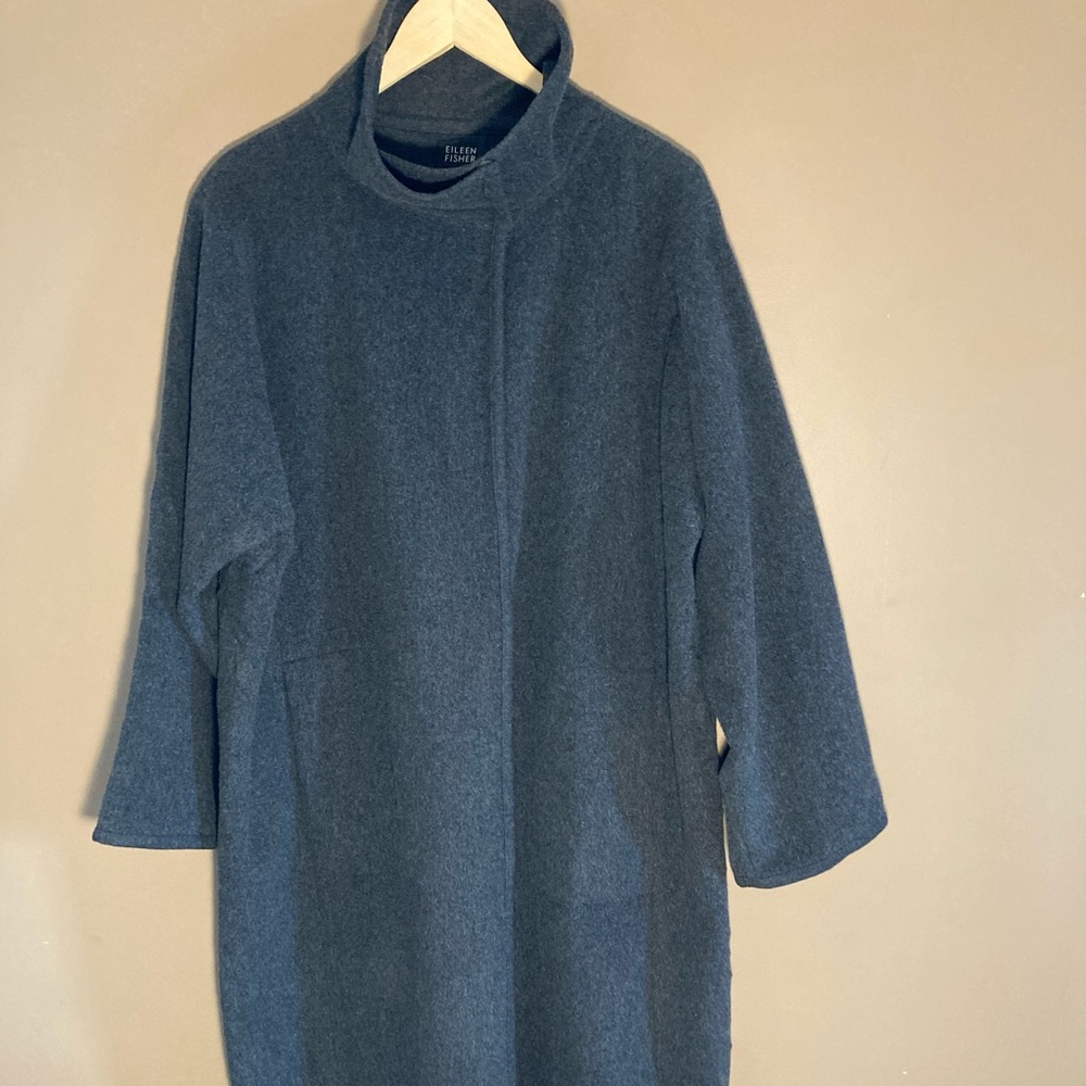 Eileen Fisher wool cape in grey